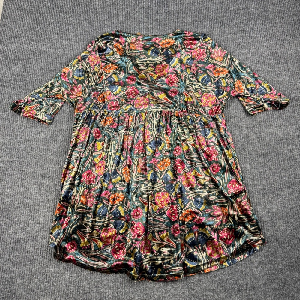 Natural Life Dress Womens L Velvet Floral Empire Waist Fairy Grunge Boho Artsy - Picture 2 of 10